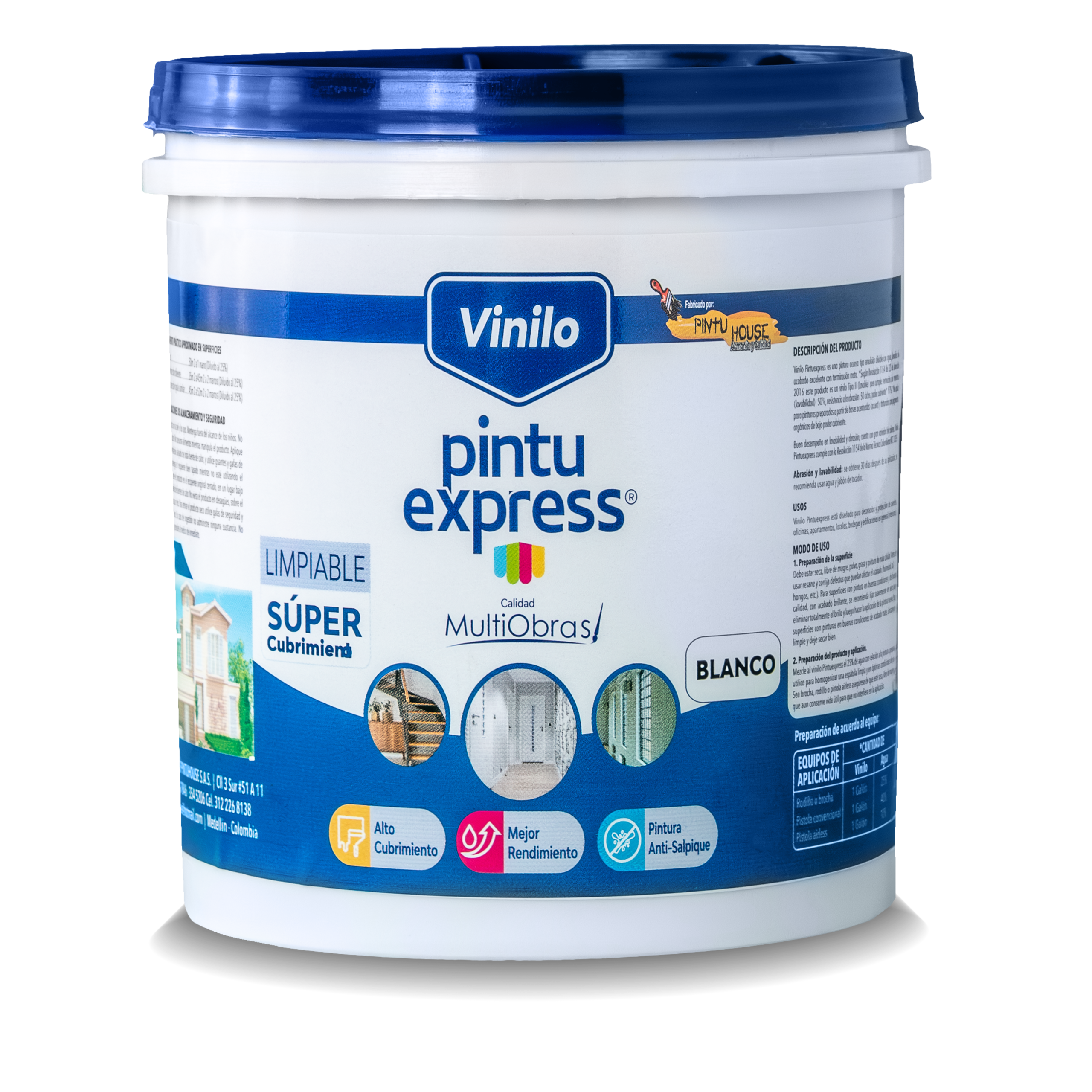 Pintura Vinilo Blanco Elite Tipo 2 Pintu House (Cuarto / Galón / Balde / Cuñete)