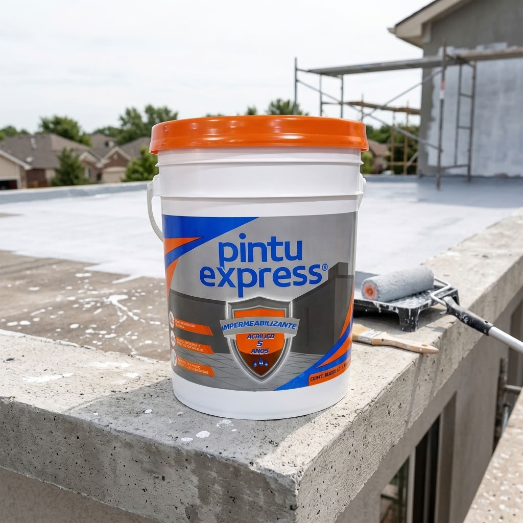 Impermeabilizante Pintu Express en una terraza bajo la lluvia